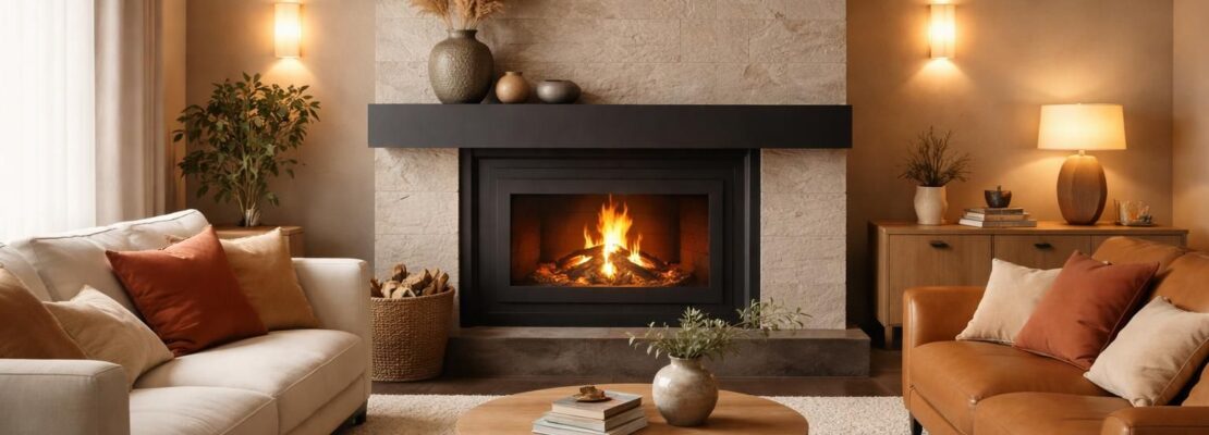 Installer un coin cheminée chaleureux avec des habillages Invicta et des canapés Roche Bobois